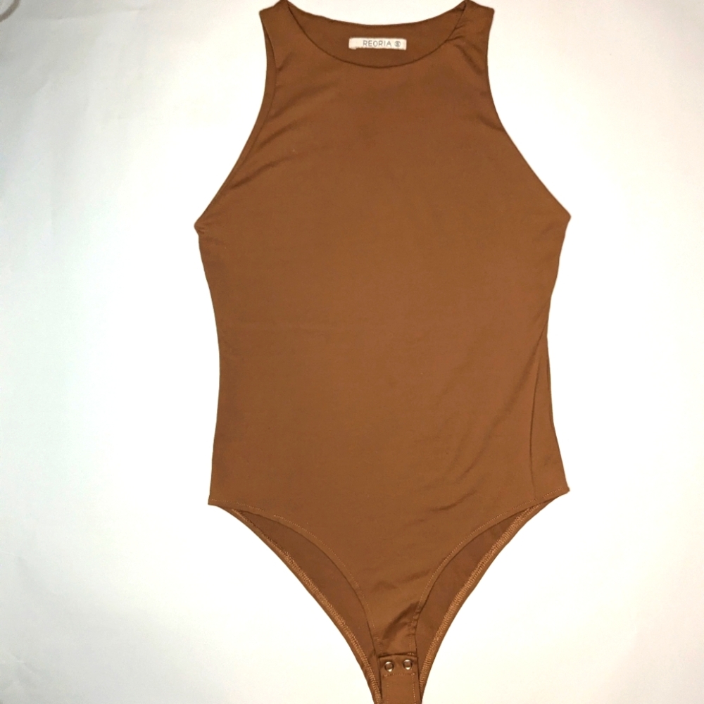 Reoria Ultimate Obsession Halter Neck Bodysuit-Brown